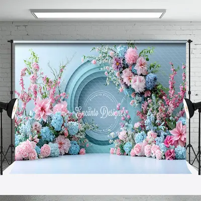Aperturee Romantic Floral Fine Art Blue Wall Wedding Backdrop, 3X2FT(1MX0.6M), 14 USD, wedding backdrops, ENHD2J68-M