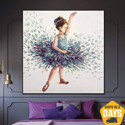 Large Original Abstract Ballerina Oil Painting On Canvas Little Dancer Painting Small Girl Modern Canvas Wall Art | DEBUT 20&...