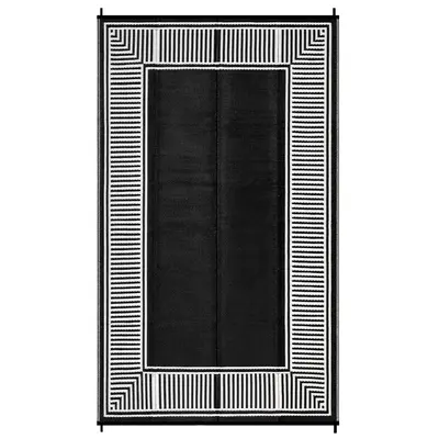 Garvee Waterproof Outdoor Area Rug - Modern Black and White Striped Mat - Easy Clean, UV Resistant Carpet for Patio, Garden, ...