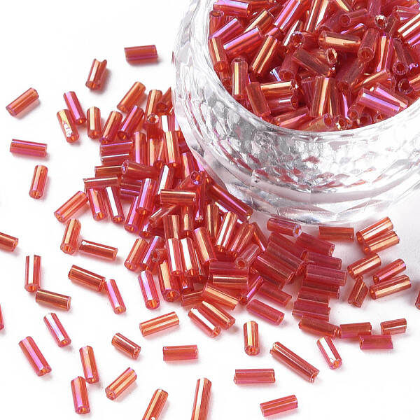 Tube AB-Color Plated Glass Bugle Beads