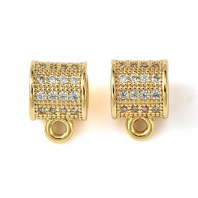 Brass Brass Micro Pave Cubic Zirconia Tube Bails