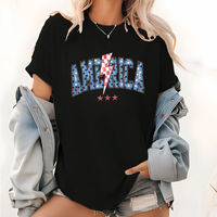 America, Retro, Lightening Bolt, USA, Patriotic, Independence Day, Fourth Of July, 4th Of July Tshirt, Women's, Comfort Color...