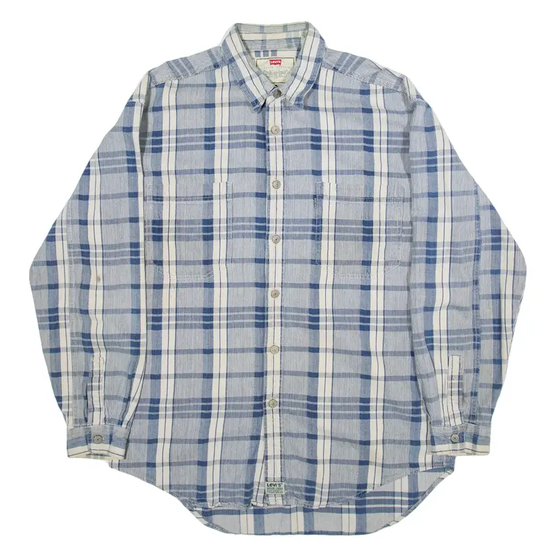 LEVI'S Mens Shirt Blue Check Long Sleeve L