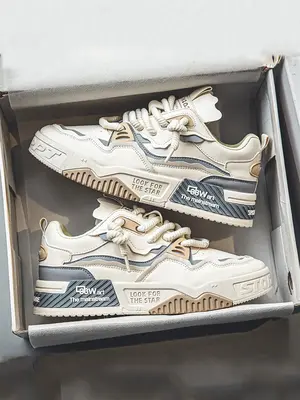 Men's Fashionable Letter Print Lace Up Low Top Sneakers, Casual Breathable Comfortable Sports Running Shoes, Male All-match R...