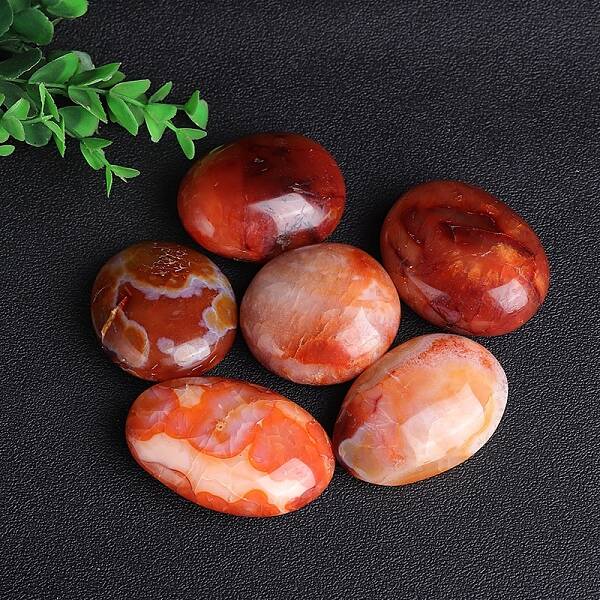 Natural Red Agate Oval Palm Stone Reiki Polished Healing Pocket Worry Stone