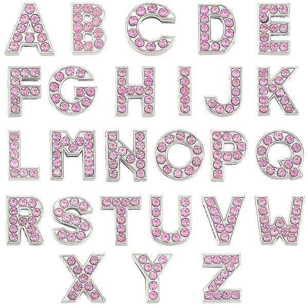 52Pcs 26 Styles Alloy Rhinestone Slide Charms