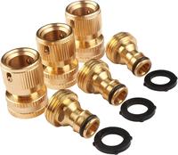 U.S. Solid 3 Pack Brass Garden Hose Quick Connector 3/4\