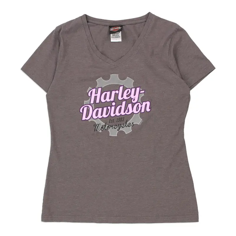 Twin Cities, Blaine Harley Davidson V-neck T-Shirt - Small Brown Cotton