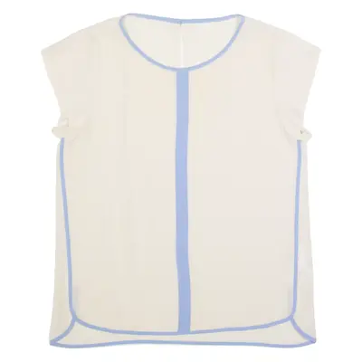 MARC CAIN Sheer Womens Oversized Blouse Cream Silk S