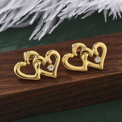 304 Stainless Steel Rhinestone Stud Earrings for Women