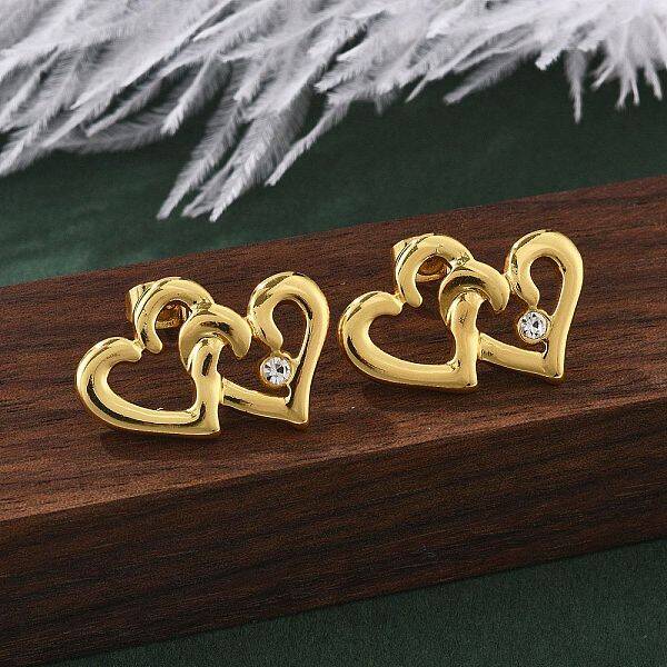 304 Stainless Steel Rhinestone Stud Earrings for Women