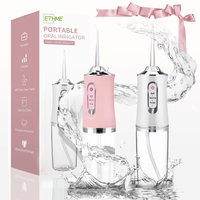 ETHME Rechargeable Pink Burst Travel Water Flosser Portable Teeth Cleanser for Braces, Oral Dental Irrigator, Cordless Waterp...
