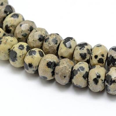 Faceted Natural Dalmatian Jasper Rondelle Beads Strands