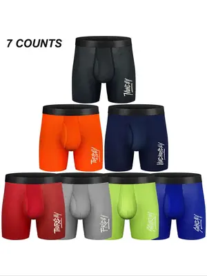 4/5/7pcs Men's Performance Boxer Briefs 6 Athletic Sport Underwear Mesh or Ice Silk Regular Leg Cool Dry Underwear for Men ...