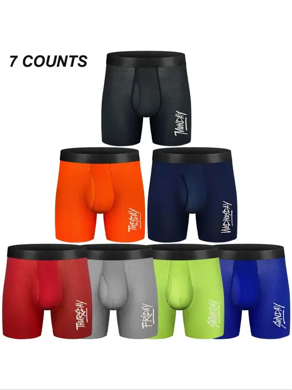 4/5/7pcs Men's Performance Boxer Briefs 6 Athletic Sport Underwear Mesh or Ice Silk Regular Leg Cool Dry Underwear for Men ...