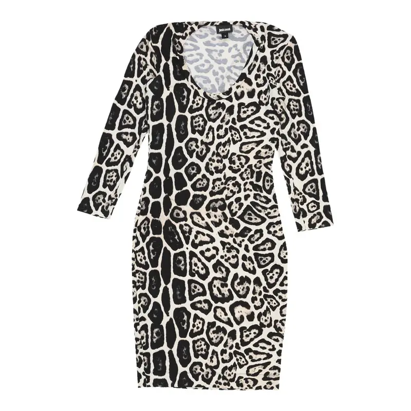 Just Cavalli Animal print Midi Dress - Small Black Cotton | Size: small