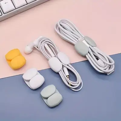 4pcs Random Color Charging Cable Storage Buckle, Silicone Earphone Cable Storage Buckle