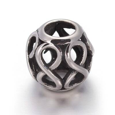 Hollow Retro 316 Surgical Stainless Steel European Style Beads