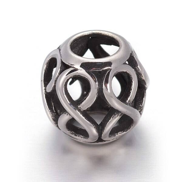 Hollow Retro 316 Surgical Stainless Steel European Style Beads