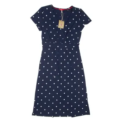JOULES Womens Day Dress Blue Spotted Short Sleeve Knee Length UK 8