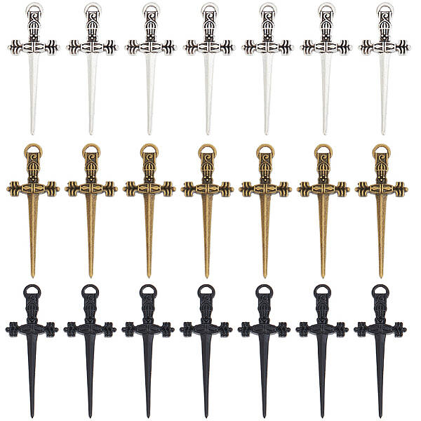 60Pcs 3 Colors Tibetan Style Alloy Pendant