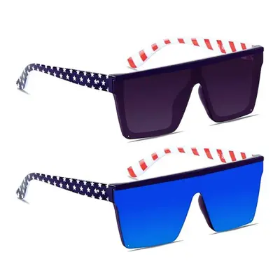 (2 Pack) New  Square Oversized Sunglasses for Women Men Big Flat Top Fashion Shield Large UV Protection Rimless Shades