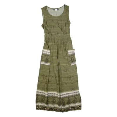 MOLLY MALLOY Womens Maxi Dress Green 90s Crazy Pattern Sleeveless Long S