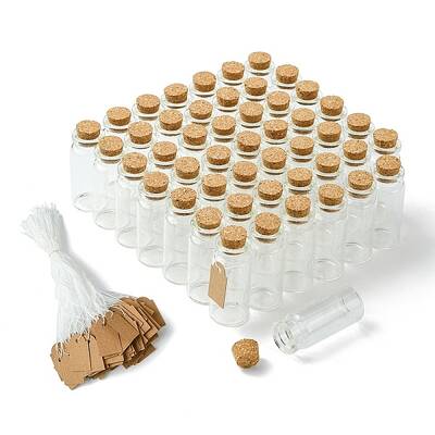 100Pcs 2 Styles Glass Cork Bead Containers