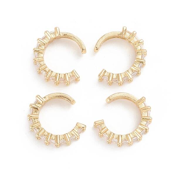 Brass Micro Pave Clear Cubic Zirconia Cuff Earrings