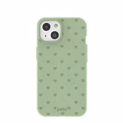 Sage Green Hearts iPhone 14/16e Case