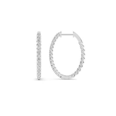 Zia Lab Created Diamond Oval Hoop Earrings | 14K White Gold 1 ct. tw.