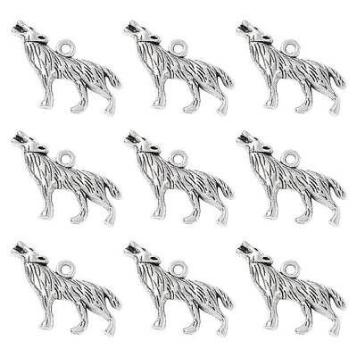 Tibetan Style Alloy Howling Wolf Pendants