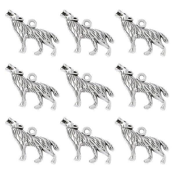 Tibetan Style Alloy Howling Wolf Pendants