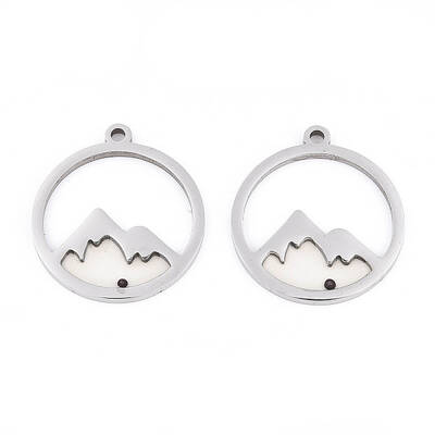 Anti-Tarnish 201 Stainless Steel Pave Epoxy Pendants