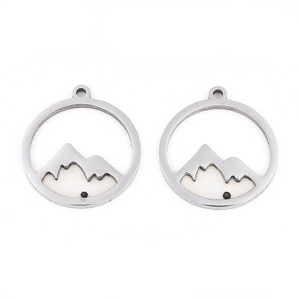 Anti-Tarnish 201 Stainless Steel Pave Epoxy Pendants