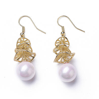 (Jewelry Parties Factory Sale)Synthetic Shell Pearl Dangle Earrings