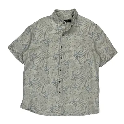 Tasso Elba Hawaiian Shirt - Large Beige Silk Blend