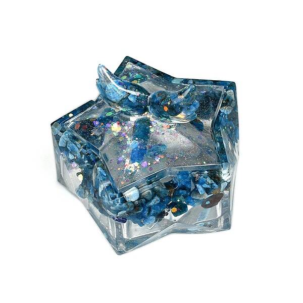 Resin Storage Box & Natural Blue Opal Chips Decorations