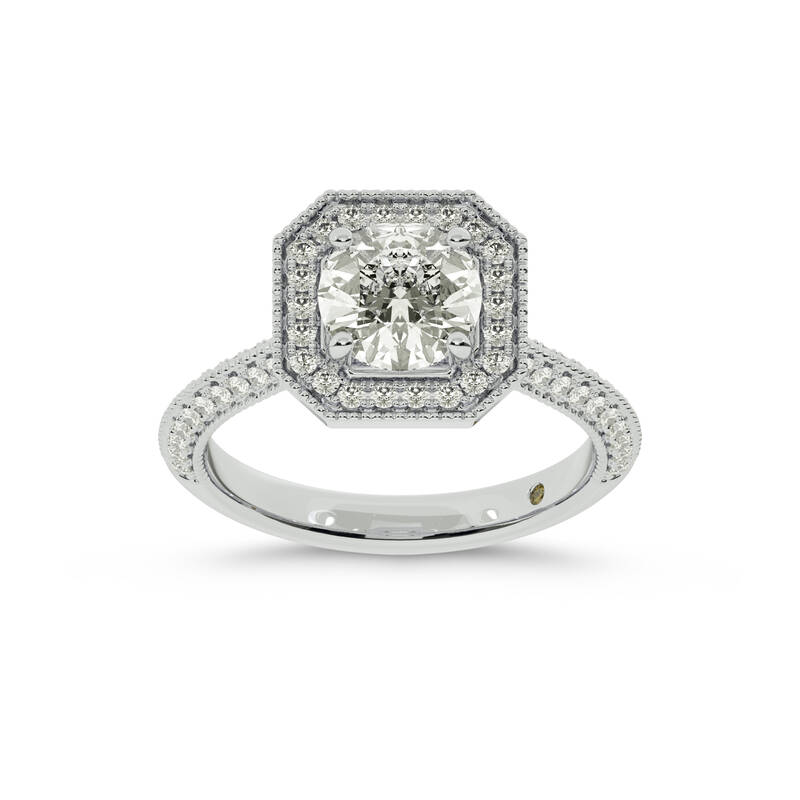 Shyne Octagonal Halo Round Lab Grown Diamond Engagement Ring | 18K White Gold 4 CT. TW.