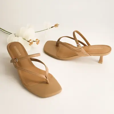 Cushionaire Women's Madrid Strappy Kitten Heel Sandals - Adjustable Buckle, Memory Foam Footbed, Chic & Comfortable for Casua...