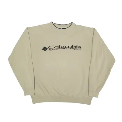 COLUMBIA Big Logo Sweatshirt Beige 90s Mens XL