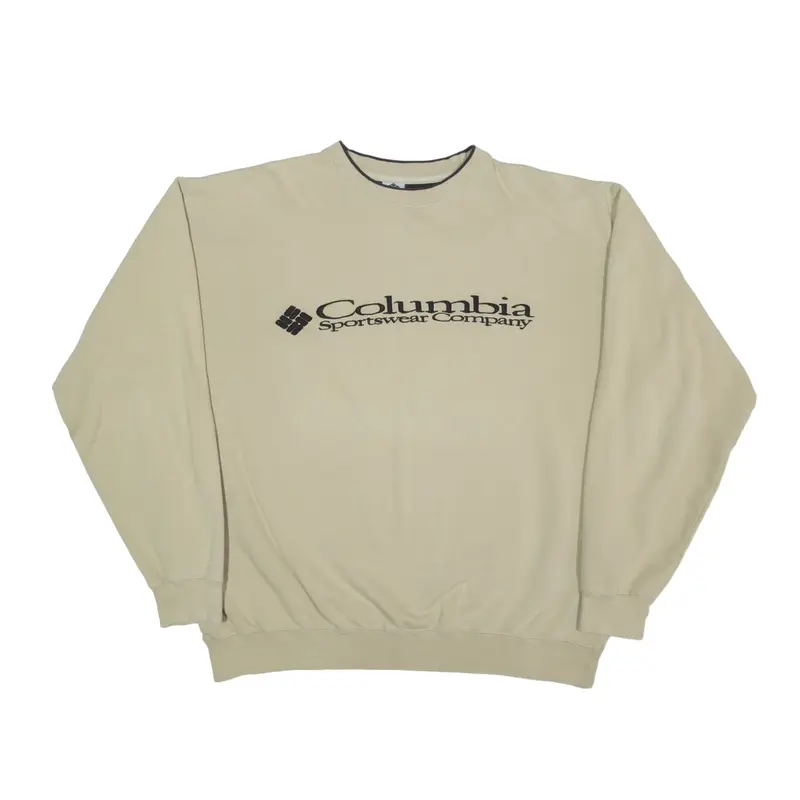 COLUMBIA Big Logo Sweatshirt Beige 90s Mens XL
