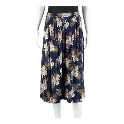 SAG HARBOR Knee Length Pleated Skirt Blue 90s Floral Womens S