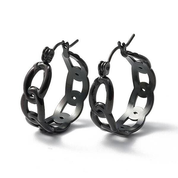 304 Stainless Steel Curb Chain Chunky Hoop Earrings for Women