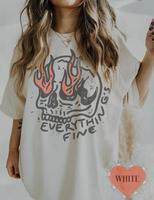 Comfort Colors Everything Is Fine Shirt Skull Tee Boho Vintage Tee Trendy Graphic Tee Skull Rebel Rock n Roll Grunge Edgy Out...