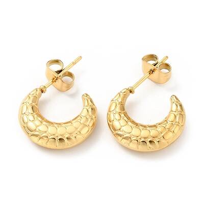 Ion Plating(IP) 304 Stainless Steel Crescent Moon Stud Earrings
