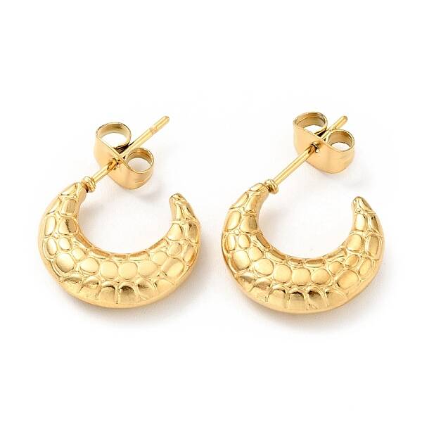 Ion Plating(IP) 304 Stainless Steel Crescent Moon Stud Earrings