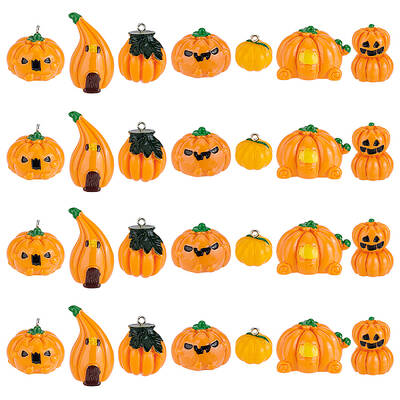 28Pcs 7 Styles Autumn Opaque Resin Pendants