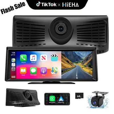 ćHiEHAć2025's Dash Cam with Carplay: 8.14 Touchscreen, Wireless Carplay & Android Auto, 1080P Rear, 2K Front, GPS, Blue...
