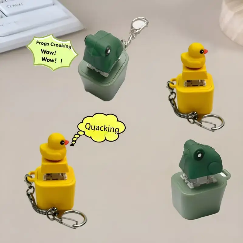 Spinning Quack Duck Keychain & Frog Croaking Realistic Sound Fidget Toy with Lights Durable ABS Plastic Construction for Adul...